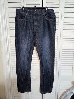 PD&C Men's 36x34 Dark Blue Straight-Leg Jeans